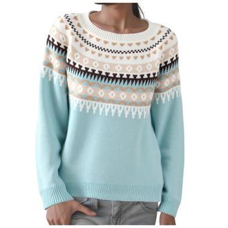 Generic Jumpers for Women UK Long Sleeves Icelandic Sweaters Soft Comfortable Nordic Cosy Warm Crew Neck Autumn Sweaters Pullover Tops Knitwear Knit Sweater K