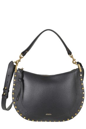 Isabel Marant Crescent-Shaped Black Leather Bag With Zip Closure And Gold Accents