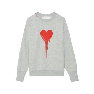 Zadig&Voltaire Oscar Sweatshirt - Dames - Ronde hals truien - Grijs - XS - Katoen - Truien & Vesten