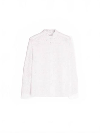 Vilagallo Womens Eyelet Embroidered Shirt In White