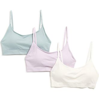 Nordstrom Rack Everyday 3-Pack Assorted Scoop Neck Bralettes in Grey Green- Purple Multi at Nordstrom Rack, Size X-Large