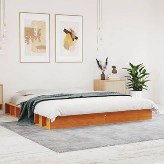 vidaXL Vidaxl - Cama Sin Colch&oacute;n Madera Maciza De Pino Marr&oacute;n Cera 180x200 Cm
