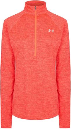Under Armour Dames-top met halve rits en textuur (Lichtroze/Wit)