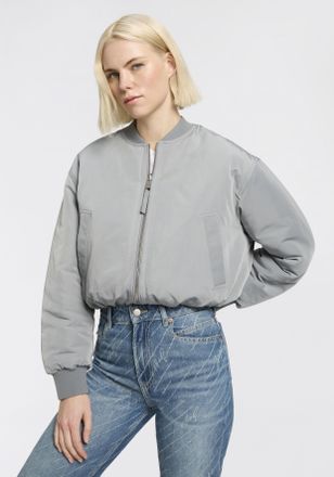 Boss Orange by Hugo Boss Bomberjacke BOSS ORANGE Paddana Premium Damenmode, Damen, Gr. 36, blau (turquoise, aqua 440), Web, Obermaterial: 100% Polyester, unifarben, kurz, Ripp