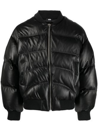 GCDS puffer leather jacket - men - Viscose/Leather/Feather - S - Black