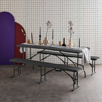 Sweeek Foldable Plastic Reception Table With Bench in Grey