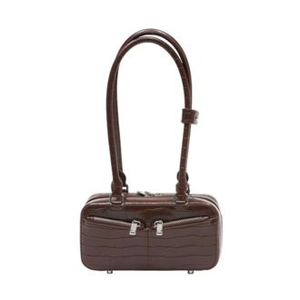 Self Portrait Shoulder Bags, female, Brown, ONE SIZE, Croc Leather Mini Shoulder Bag