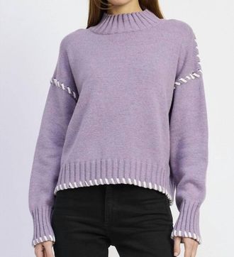 En Saison Merril Whip Stitch Long Sleeve Sweater In Purple