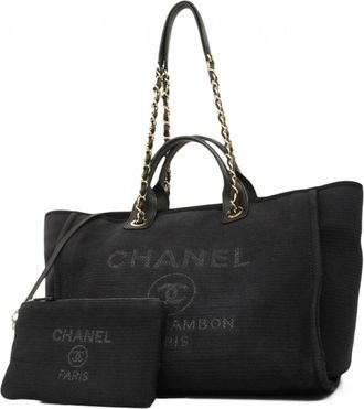 Chanel Black Canvas Tote Bag (Pre-Owned)