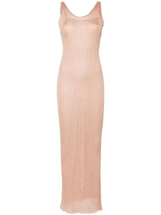Fabiana Filippi ribbed lurex slip dress - Orange