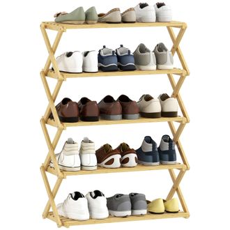 OEM Zapatero Estrecho De Bamb&uacute; Zapatero Vertical Plegable De 5 Niveles Sin Instalaci&oacute;n Natural