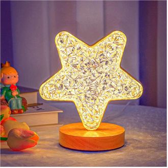 Trade Shop Trade Shop Traesio - Trade Shop - Lampada Da Tavolo A Forma Di Stella Ricaricabile Usb Touch 3 Intensit&agrave; Di Luce
