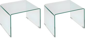 Vente-Unique Lote de 2 mesitas de noche - Vidrio templado curvado - SUZANA