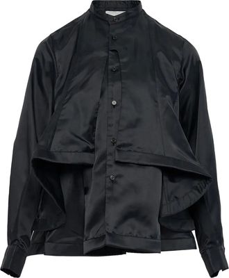 Comme Des Garçons Gelaagde twill blouse met ruches - Zwart