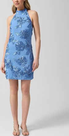 Rotate Womens Floral micromesh halter mini-dress