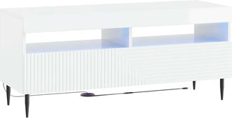 vidaXL Mueble De Tv Led Blanco Brillante Madera De Ingenier&iacute;a Vidaxl