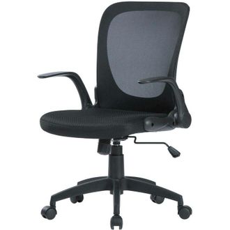 Dmora Dmora - Silla De Oficina Dnuciar, Silla Ejecutiva De Malla Con Reposabrazos, Asiento Ergon&oacute;mico Con Reposabrazos Abatibles, 60x59h86/96 Cm, Negro