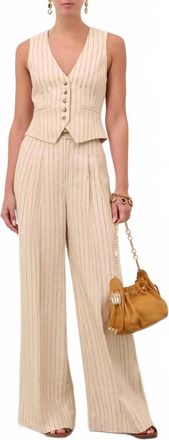 Zimmermann Rebellion Pinstripe Waistcoat In Cream Stripe