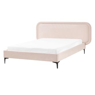 Beliani Beliani - Cama Moderna Con Somier De Terciopelo Beige Claro 140 X 200 Cm Suzette