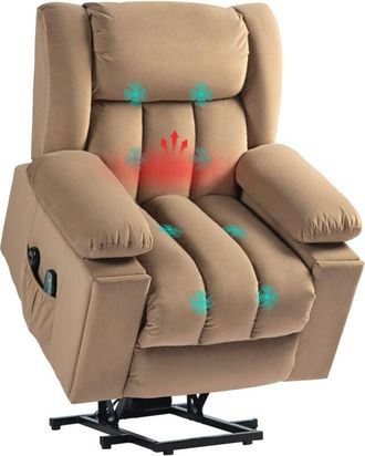 HOMCOM Homcom - Power Lift Recliner Chair with Vibration Massage, usb, Light Brown