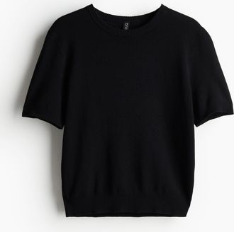 H&M T-Shirt aus Feinstrick - Schwarz
