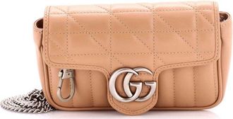 Gucci Gg Marmont Flap Bag Mixed Matelass&eacute; Super Mini (Authentic Pre-Loved)