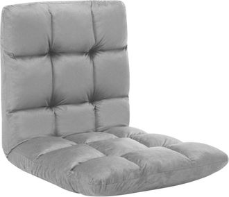 vidaXL Tumbona de suelo plegable microfibra gris Vidaxl