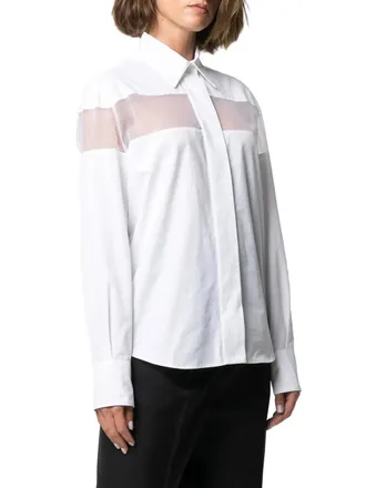 Valentino Sheer-Panel Cotton Shirt - White