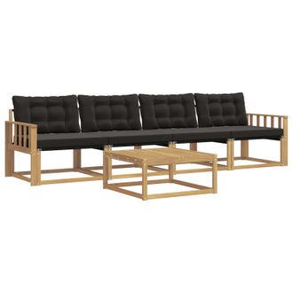 vidaXL Conjunto De Sof&aacute;s De Exterior 5 Pcs Blanco Y Negro Vidaxl