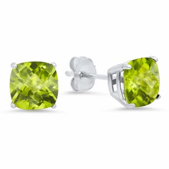 MAX + STONE Sterling Silver Cushion-Cut Checkerboard Gemstone Stud Earrings (8MM)