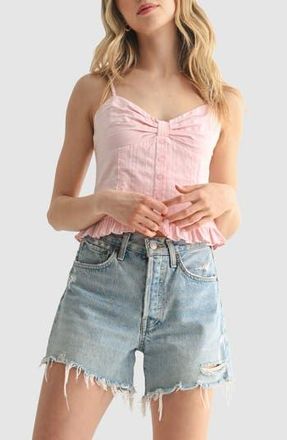 All in Favor Bow Detail Button Camisole in Pink at Nordstrom Rack, Size X-Large