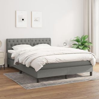 vidaXL Cama Box Spring Con Colch&oacute;n Tela Gris Oscuro 140x190 Cm Vidaxl