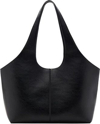 Mango Large Faux Leather Shopper Tote in Black at Nordstrom