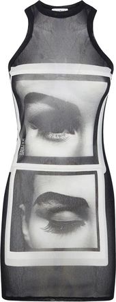 Jean Paul Gaultier Re-Edition: Mesh Tanktop Short Dress Printed Eyes
