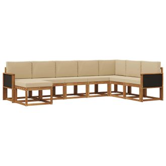 vidaXL Conjunto De Sof&aacute;s De Exterior Con Coj&iacute;n 8 Pcs Natural Y Beige Vidaxl