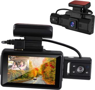 OEM C&aacute;mara De Salpicadero Doble Con Grabadora De Visi&oacute;n Nocturna Y C&aacute;mara De Marcha Atr&aacute;s Impermeable Para Grabaci&oacute;n En Bucle Del Coche Y Pantalla T&aacute;ctil