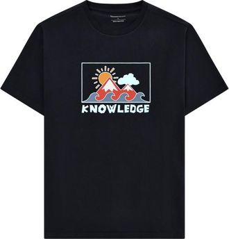 Knowledge Cotton Apparel Regenerative Organic Cotton Front Print T-Shirt T-Shirt f&uuml;r Herren | schwarz