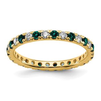 Diamond2Deal 14k Yellow Gold Lab Grown Diamond & Alexandrite Eternity Wedding Band Ring 1/2Ct Clarity- VS Color- G-H