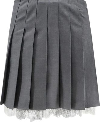 Self Portrait Pf 26 Pleated Mini Skirt - Dames - Korte rokken - Grijs - XS - Wol - Rokken