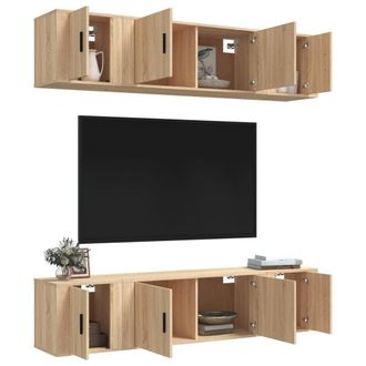 Berkfield Home Classic 6 Piece TV Cabinet Set Sonoma Oak Engineered Wood in Light Tan