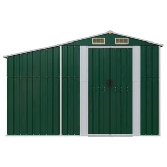 Berkfield Home Garden Shed Green 277x93x179 cm Galvanised Steel | Size: 277 x 93 x 179 cm
