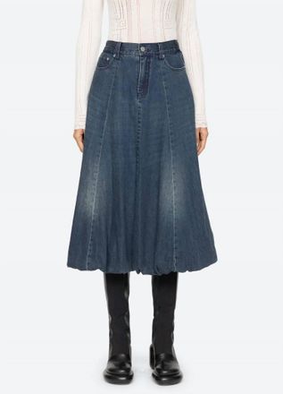 Sea New York Amari Denim Bubble Midi Skirt In Blue