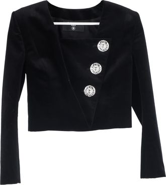 Balmain Pre-owned Womens Embellished Cropped Blazer in Black Velvet - Size X-Small