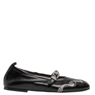Sartore Leather And Python Ballerina Flats