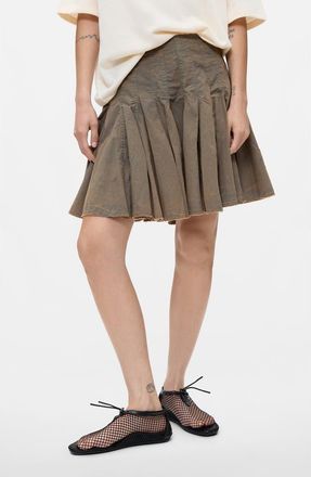 Desigual Pleated Cotton Miniskirt in Gray at Nordstrom, Size X-Large