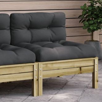 vidaXL vidaXL Divano Giardino Senza Braccioli Cuscini Legno Pino Impregnato
