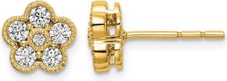 Diamond2Deal 14k Gold 1/2 ct Lab Grown Diamond Floral Stud Earrings VS Clarity, D-E Color