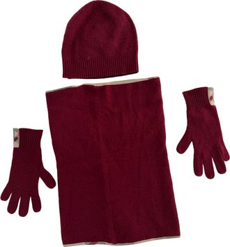 Burberry Pre-owned Womens Gloves, Scarf and Beanie in Red Cashmere - One Size