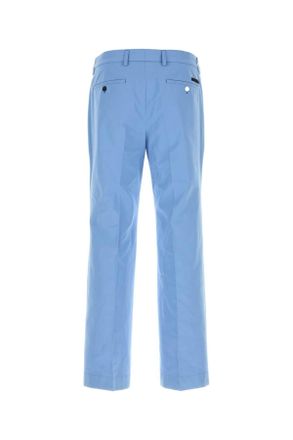 Prada Mens Light Blue Poplin Pant Celeste Exterior: Cotton Pantaloni