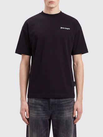 Palm Angels Black Cotton Crew Neck T-Shirt with Contrast Logo
